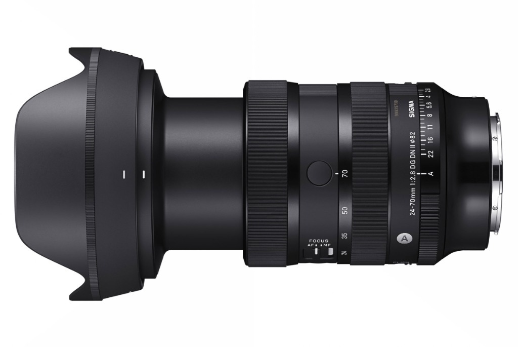 Dettaglio del SIGMA 24-70mm F2.8 DG DN II Art con ghiere e controlli fisici